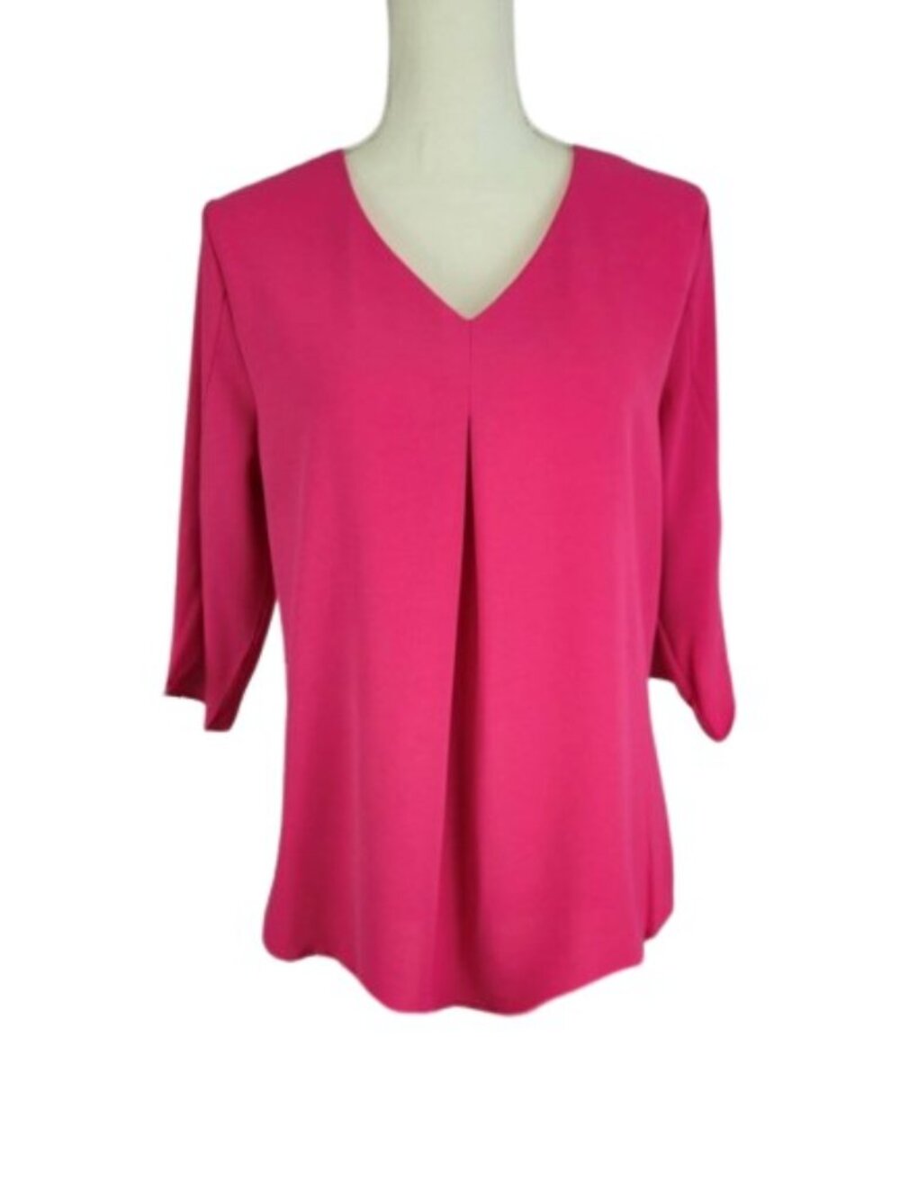 NWOT Hot Pink V Neck Tulip Sleeve Blouse Medium